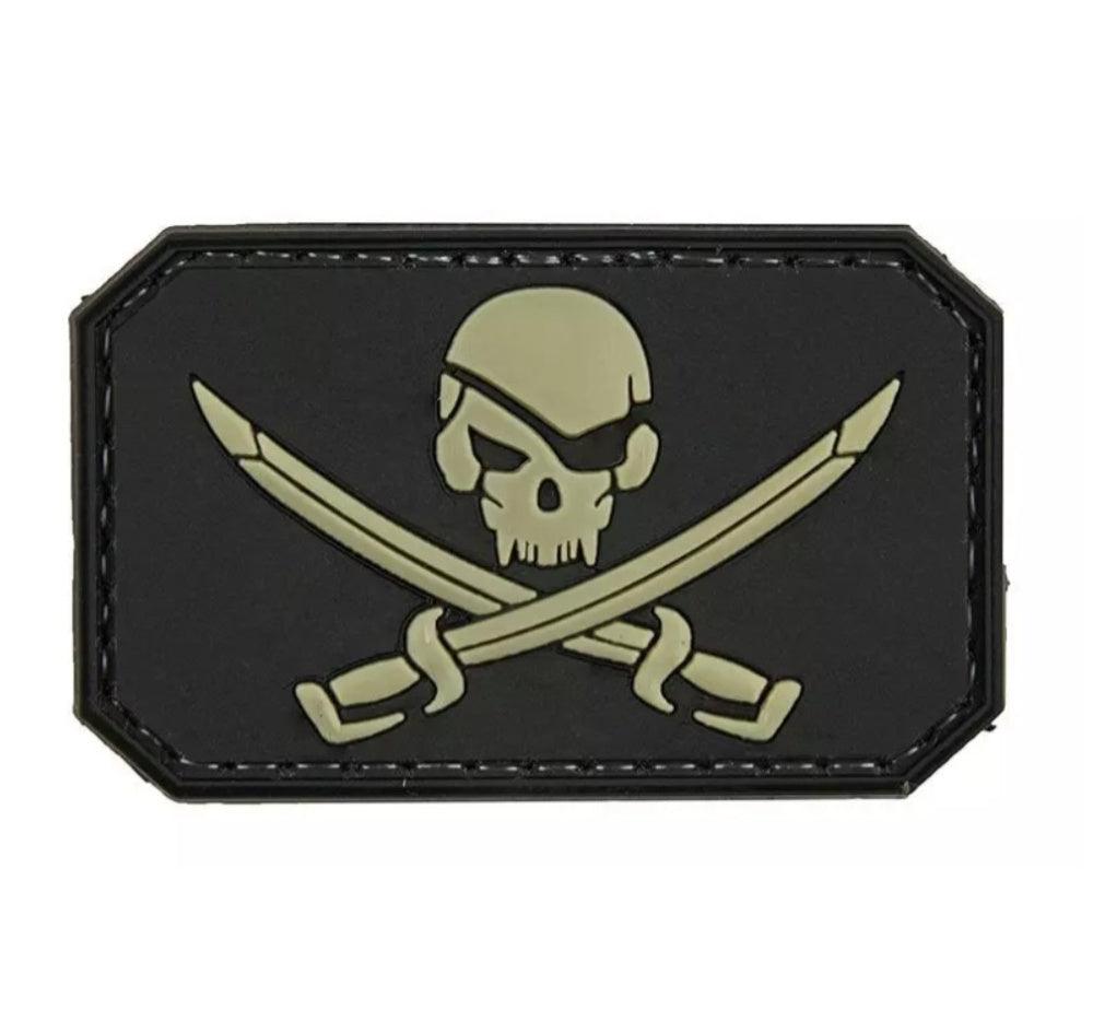 3D Patch - Pirat Jolly Roger Motiv - PVC Svart - Game-On.no