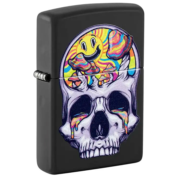 Zapalniczka Zippo — wzór czaszki Blacklight — matowa czarna zapalniczka