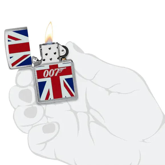 Zippo - Motyw Jamesa Bonda Union Jack - Zapalniczka ze szczotkowanego chromu