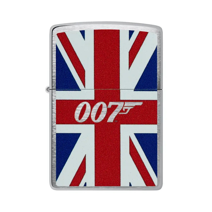 Zippo - Motyw Jamesa Bonda Union Jack - Zapalniczka ze szczotkowanego chromu
