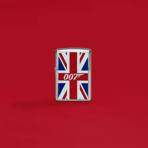 Zippo - Motyw Jamesa Bonda Union Jack - Zapalniczka ze szczotkowanego chromu