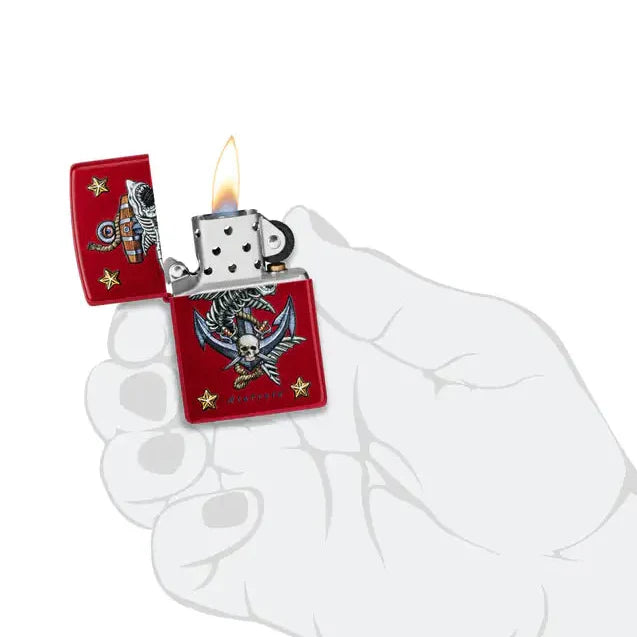 Zippo - Motyw kotwicy Rietveld® - Zapalniczka w kolorze cukierkowej czerwieni