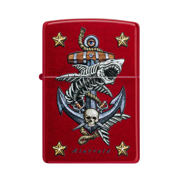 Zippo - Motyw kotwicy Rietveld® - Zapalniczka w kolorze cukierkowej czerwieni