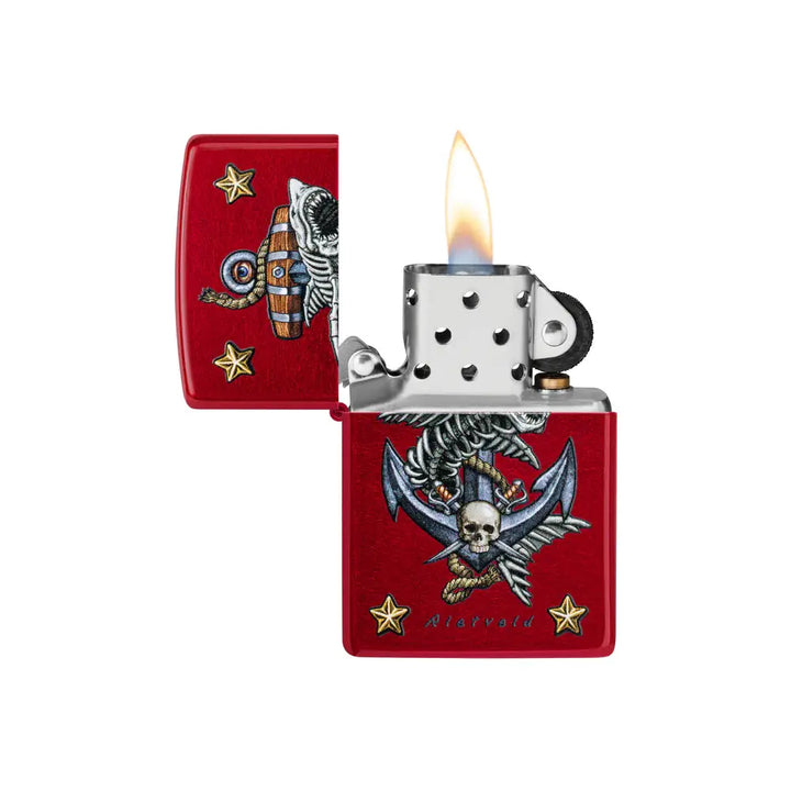 Zippo - Motyw kotwicy Rietveld® - Zapalniczka w kolorze cukierkowej czerwieni