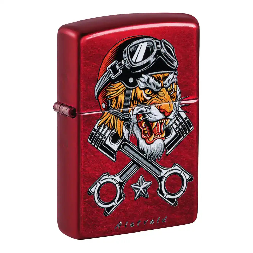 Zippo - Motyw tygrysa Rietveld® - Zapalniczka w kolorze cukierkowej czerwieni
