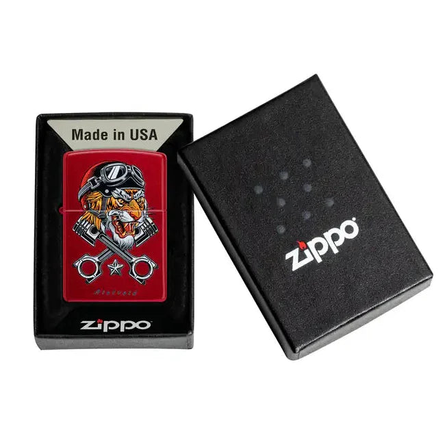 Zippo - Motyw tygrysa Rietveld® - Zapalniczka w kolorze cukierkowej czerwieni