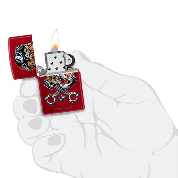 Zippo - Motyw tygrysa Rietveld® - Zapalniczka w kolorze cukierkowej czerwieni