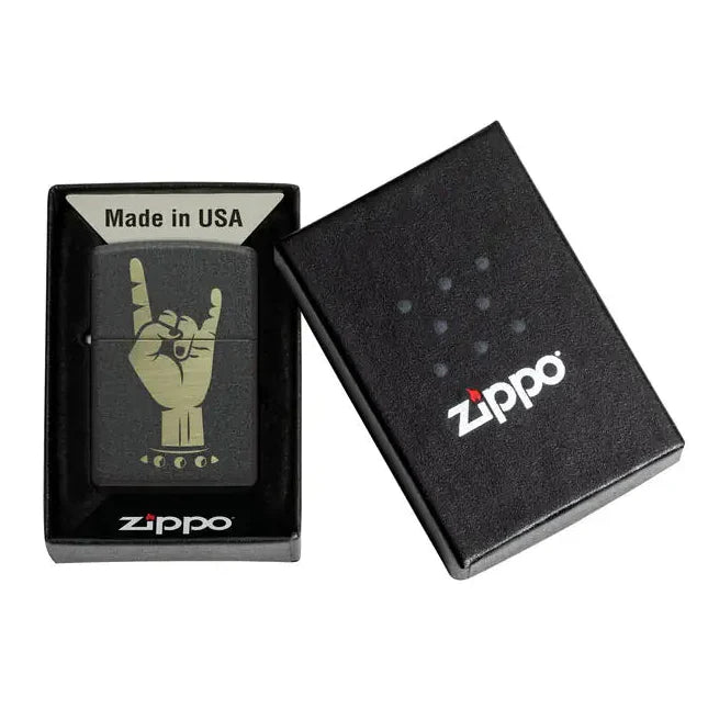 Zippo - Rock On Motif - Czarna zapalniczka Crackle