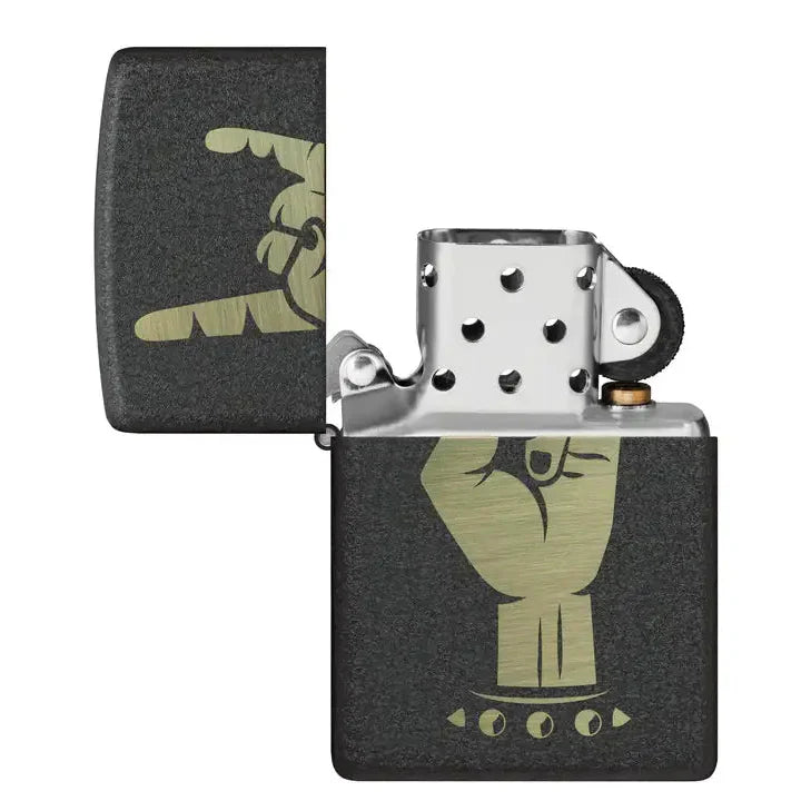 Zippo - Rock On Motif - Czarna zapalniczka Crackle