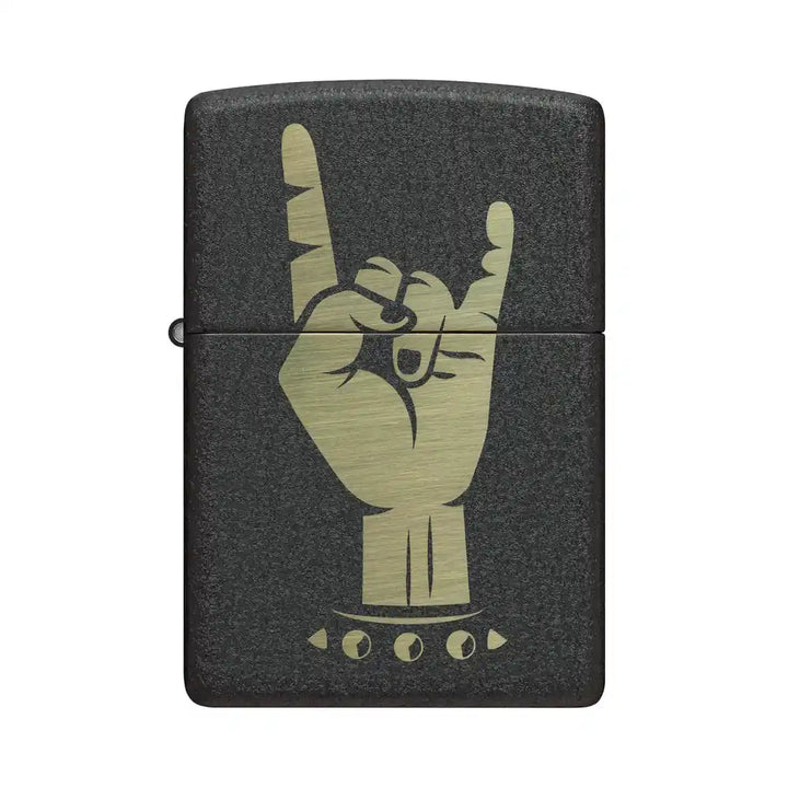 Zippo - Rock On Motif - Czarna zapalniczka Crackle