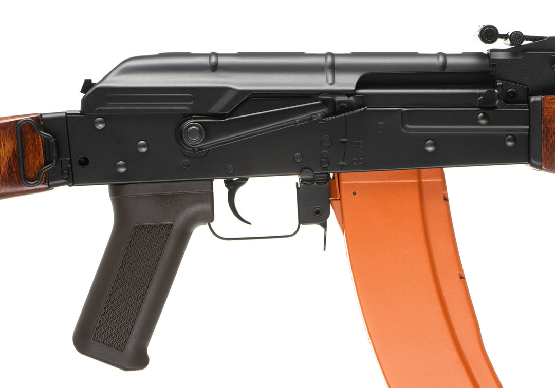 Cyma CM052S RPK-74S Full Metal Elektrisk Softgun - Sort/Brun - detalj av receiver og avtrekk