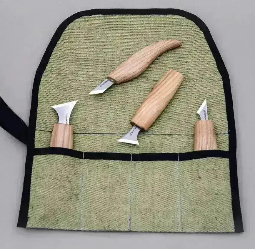 Karveskurd Knivett med 4stk Kniver og Etui - Game-On.no