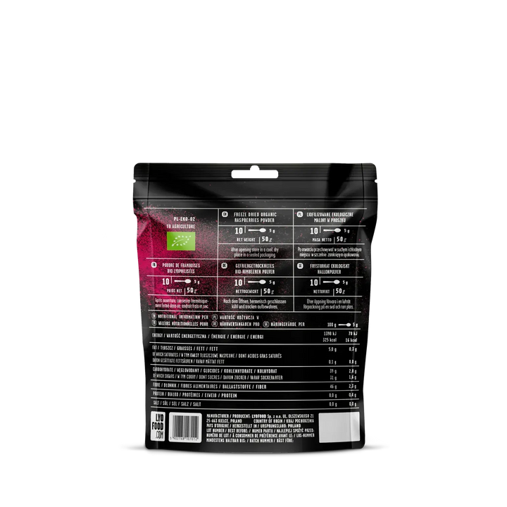 LYOFOOD - Økologisk LYOFOOD Økologisk Bringebærpulver – Superfrukt til smoothie, grøt og baking - Game-On.no