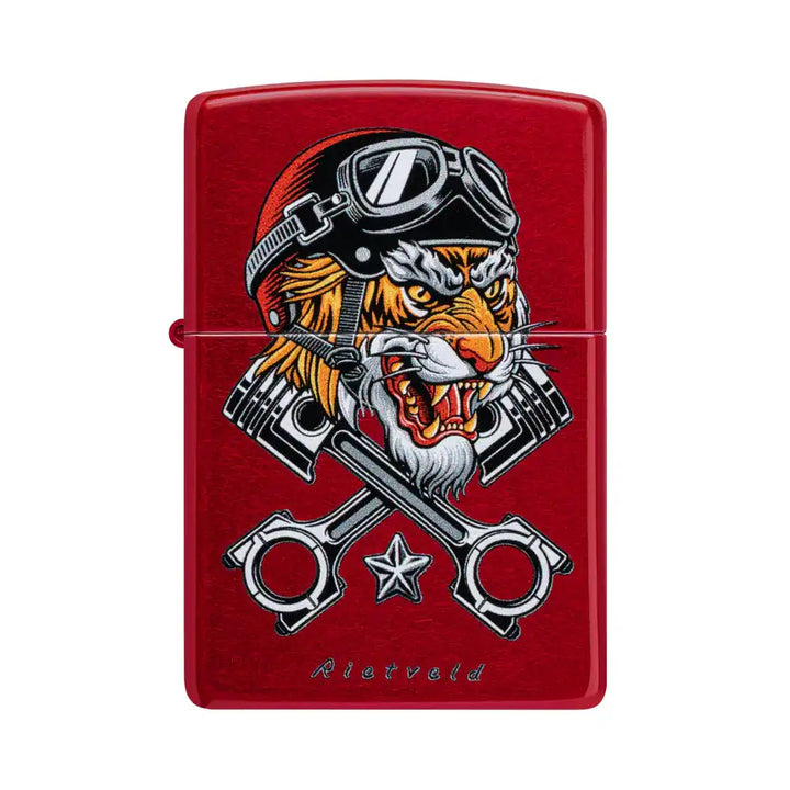 Zippo - Motyw tygrysa Rietveld® - Zapalniczka w kolorze cukierkowej czerwieni