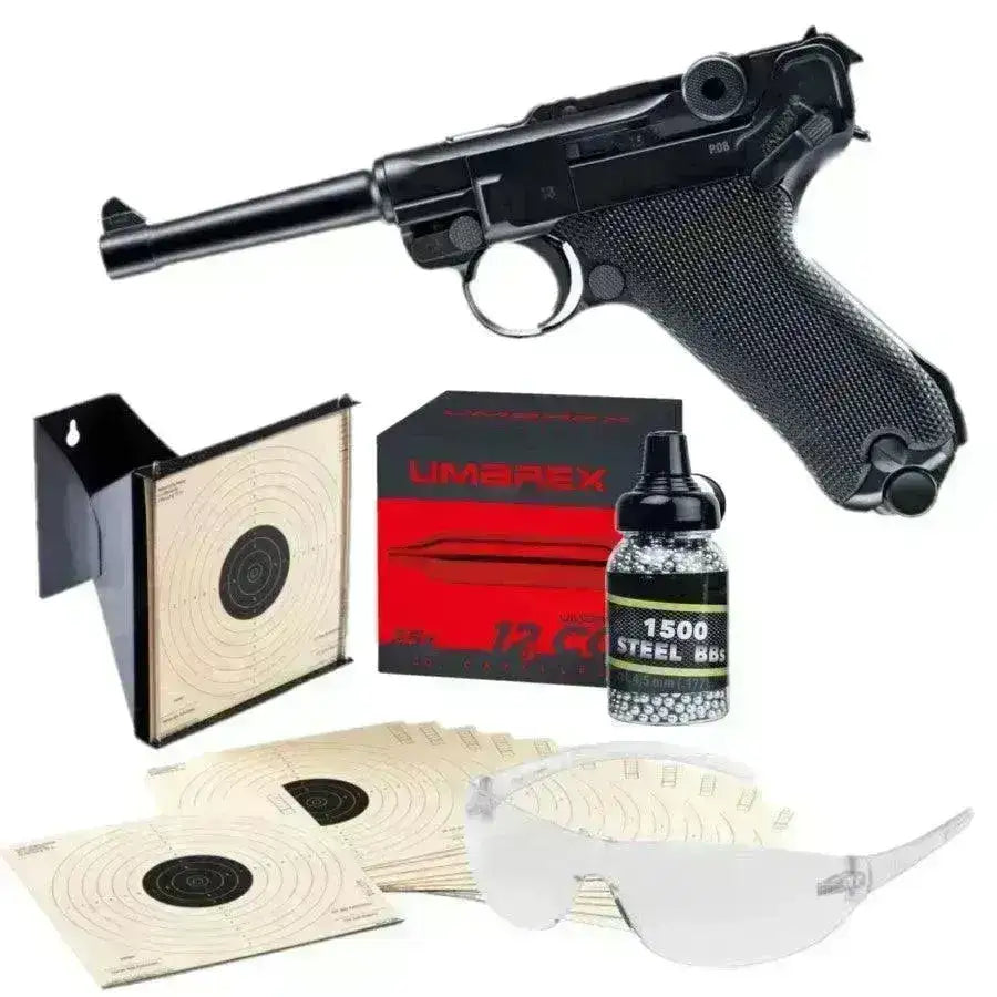 P08 Luftpistol med Blowback 4.5mm - Pakkesett - Game-On.no