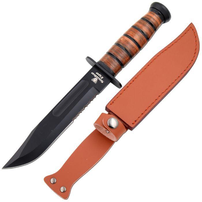 SE - USMC Style Kniv Halv Serratert med Skinnslire - gameon.eu