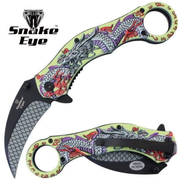 Snake Eye - Hawkbill Foldekniv med Dragemotiv - Game-On.no