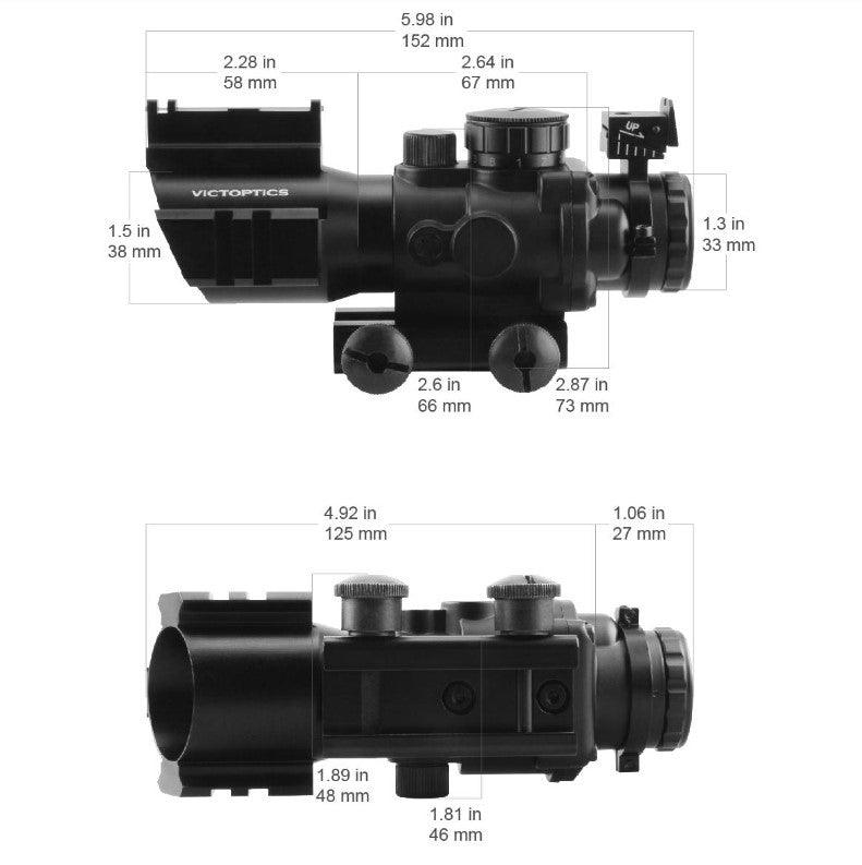 Vector Optics - C1 ACOG Sikte - 4x32mm Rødpunkt med 21mm Feste - gameon.eu