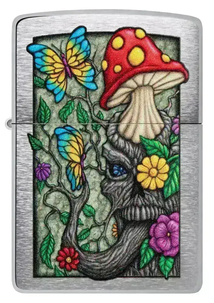 Zippo Lighter - Freaky Nature Design - Brushed Chrome - Game-On.no