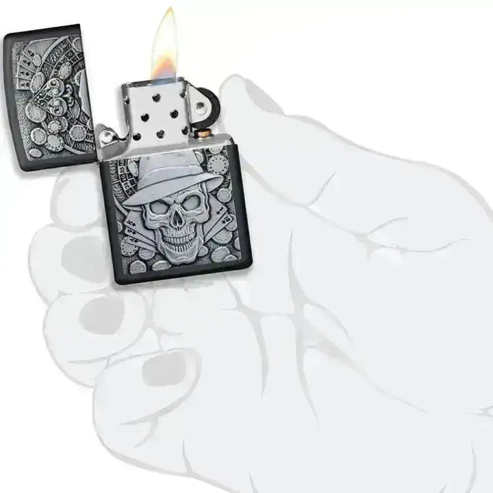 Zippo Lighter - Gambling Skull - Game-On.no