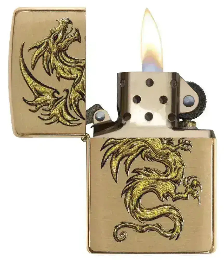 Zippo Lighter - Gull Drage Motiv - Game-On.no