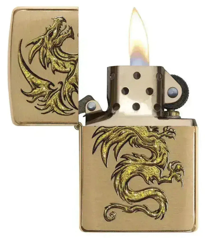 Zippo Lighter - Gull Drage Motiv - Game-On.no