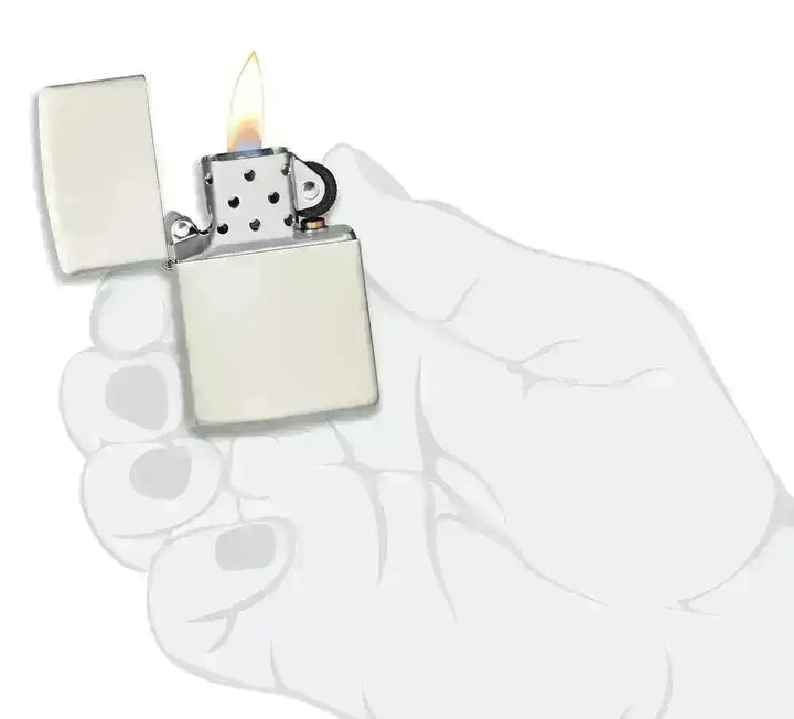 Zippo Lighter - Klassisk Hvit Selvlysende Lighter - Game-On.no