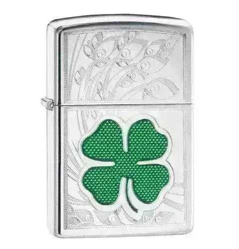 Zippo Lighter - Kløver Design High Polish Krom - Game-On.no