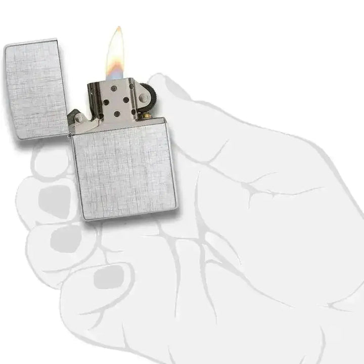 Zippo - Linen Weave - Chrome - Game-On.no