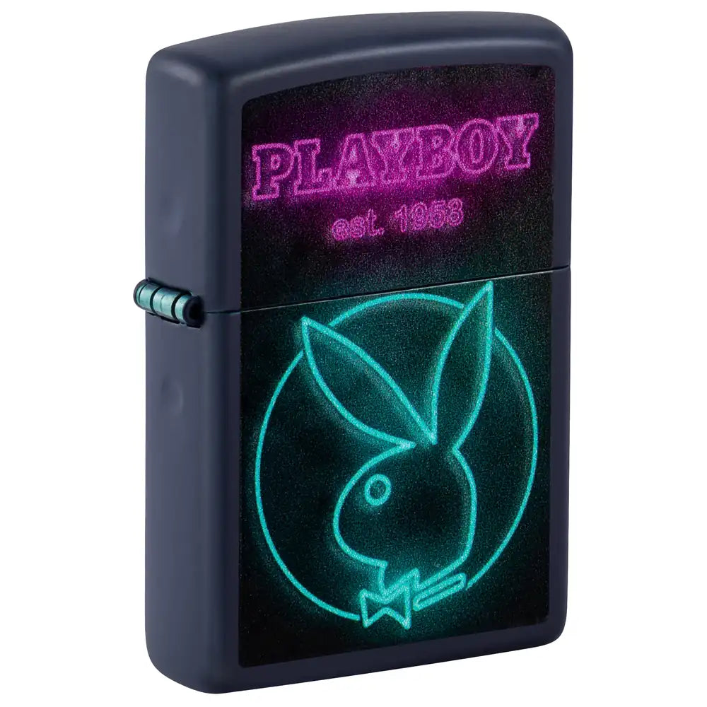 Zippo – Playboy Neon Motiv – Navy Matte Lighter - Game-On.no